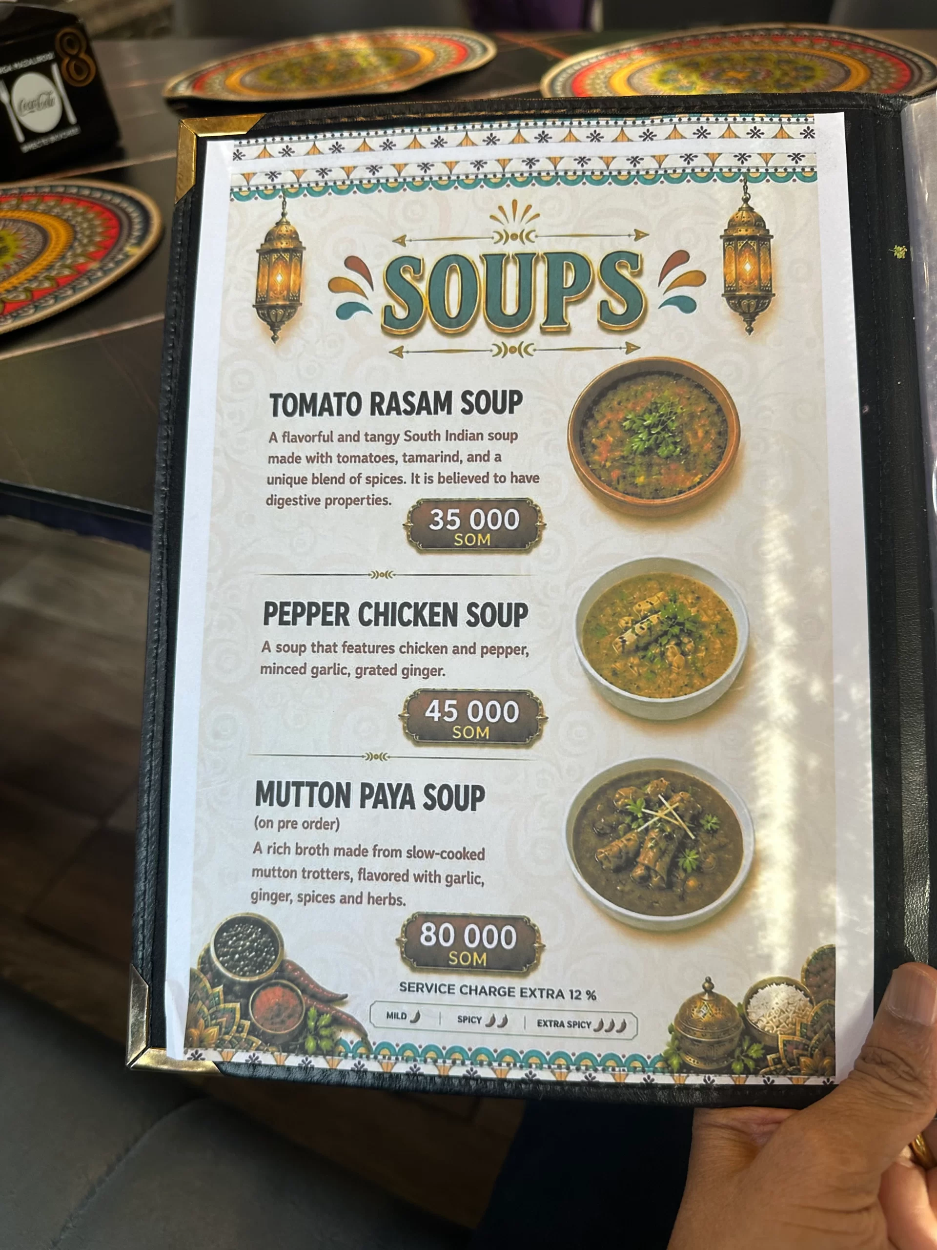 photo of soups menu at Bollywood cafe located inside magic city, Tashkent city